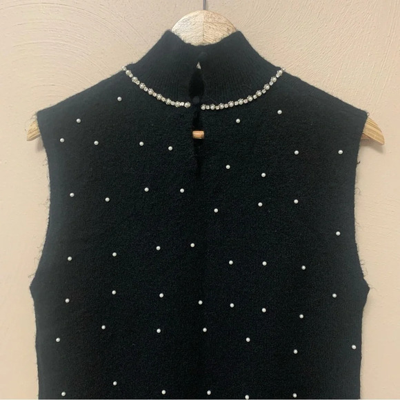 Zara Pearl Trim Knit Sweater Mini Dress Size Large Blogger's Fav - Picture 9 of 13